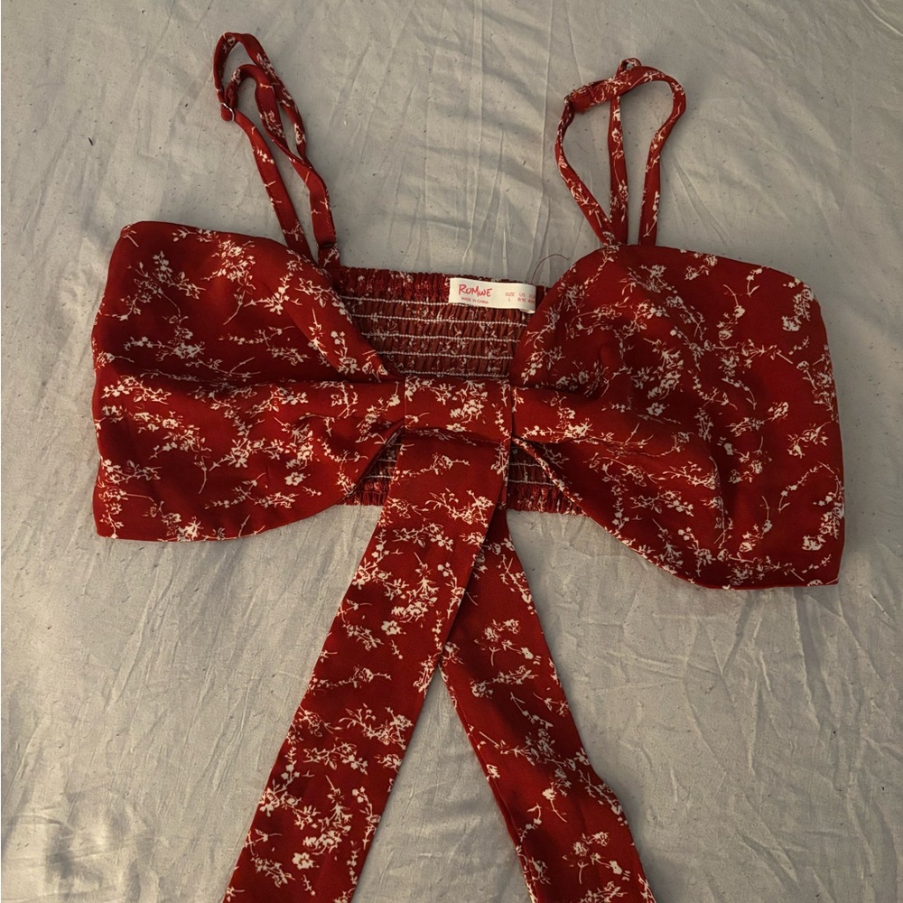 Red Floral Crop Top